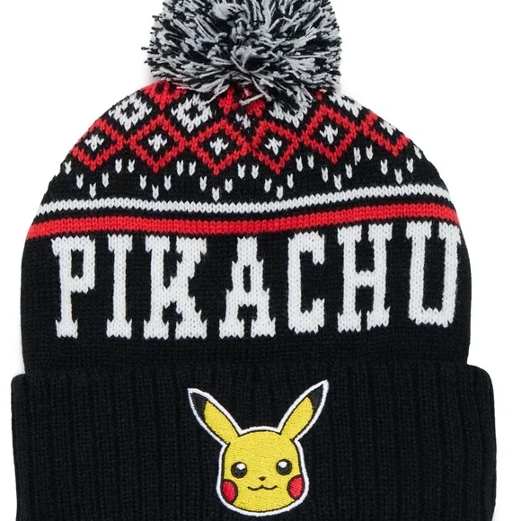 Pikachu Women’s Winter Beanie - Black and Red - Picture 1 of 4